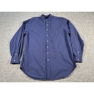 Ralph Lauren Shirt Mens Extra Large Tall Blue Long Sleeve Button-Up Red Pony